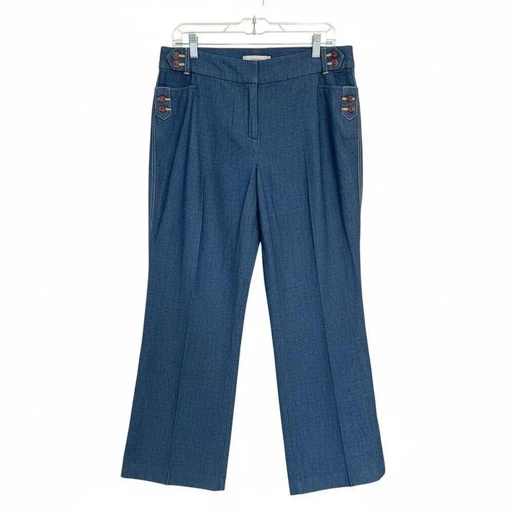 Larry Levine  wide-leg, stretch-denim nautical sailor style Sz 8